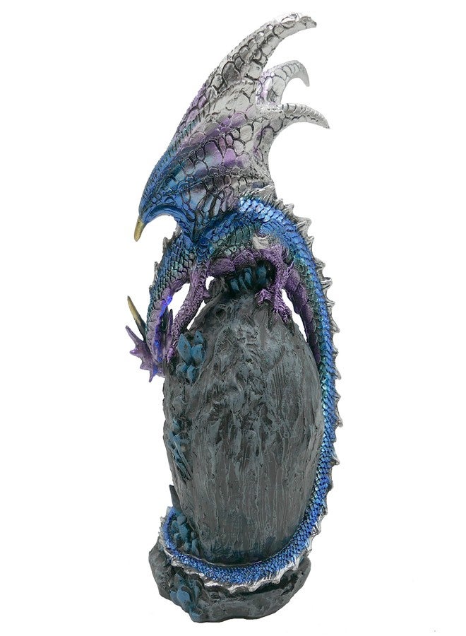 JORAE Dragon Statue On Sparkling Faux Crystal Cave Light Up Color Changing LED Collectible Dragon Figurine Home Décor (Blue), 8.5" H - Image 2